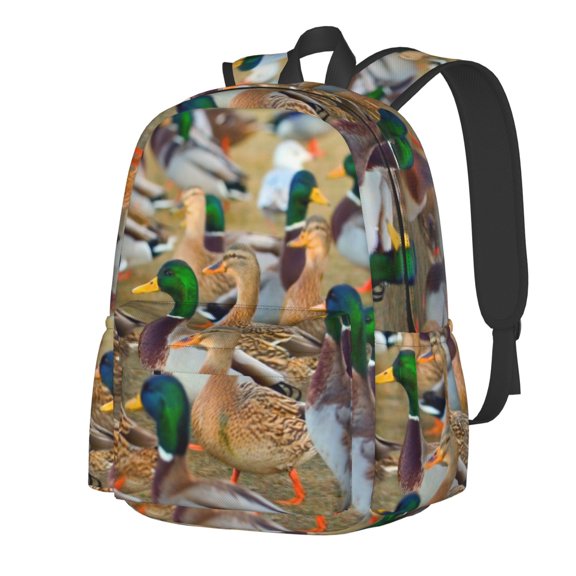 Rateoe Mallard Ducks Pattern Student Backpack,Backpack for School,Lightweight Bag,Travel Backpack,Outdoor Backpack,Large Capacity Backpack