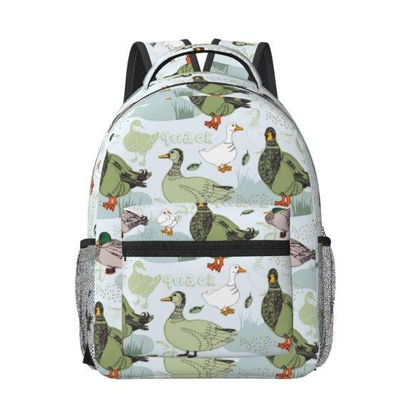 Rateoe Mallard Ducks Wild Birds Pattern Durable Student Backpack Laptop Bag- Ergonomic Design, Waterproof Twill Fabric - Ideal for School, Travel, and Outdoor Activities-One Size