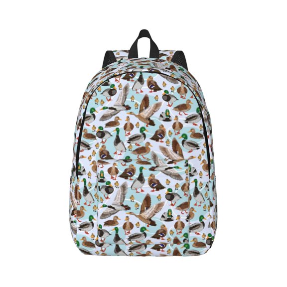 Rateoe Mallard Ducks Wild Birds1 Pattern Canvas College Laptop Backpack,Travel Daypack,Durable Rucksack Travel Notebook Bag School Backpack Book Bag for Men Women-Medium