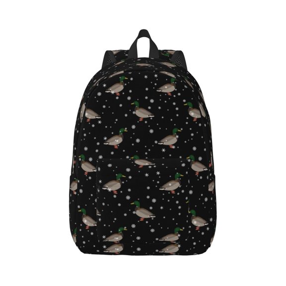 Rateoe Mallards And Snowflakes Pattern Canvas College Laptop Backpack,Travel Daypack,Durable Rucksack Travel Notebook Bag School Backpack Book Bag for Men Women-Small