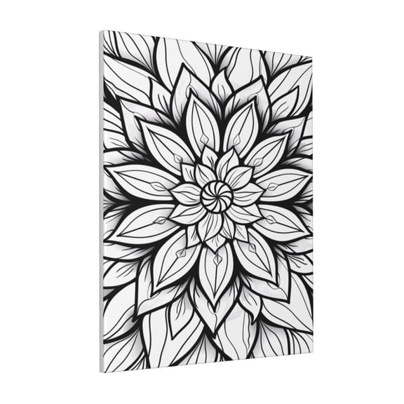 Rateoe Mandala Floral Line Art Pattern Decorative Picture – Unique Modern Wall Art, Ready-to-Hang Canvas Print for Home (Vertical)