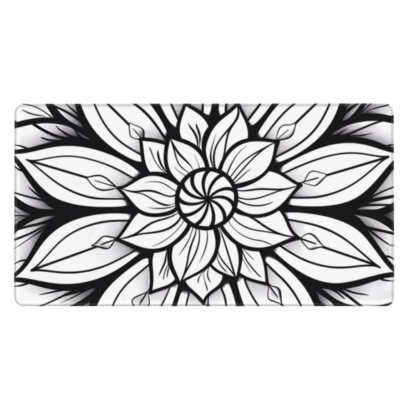 Rateoe Mandala Floral Line Art Print Mouse Pad - Extended Large Gaming Mousepad,Non-Slip Stitched Edge,16x29.5 Inch