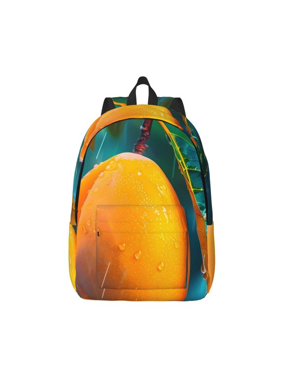 Mango In The Rain Pattern Canvas College Laptop Backpack,Travel Daypack,Durable Rucksack Travel Notebook Bag School Backpack Book Bag for Men Women-Small