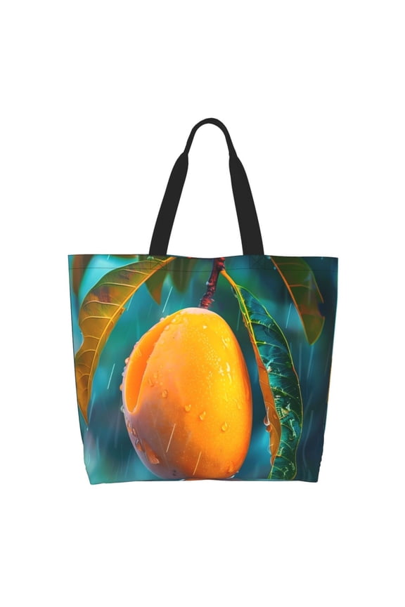 Mango In The Rain Tote Bag - Waterproof Lightweight Handbags Travel Shoulder Bag for Hiking Yoga Gym Swimming Travel Beach