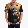 thumbnail image 1 of Rateoe Maple Forest Panda Pattern Men's Short Sleeve Polo Shirts, Golf Polo Shirts Short Sleeve Performance Moisture Wicking Dry-3X-Large, 1 of 6