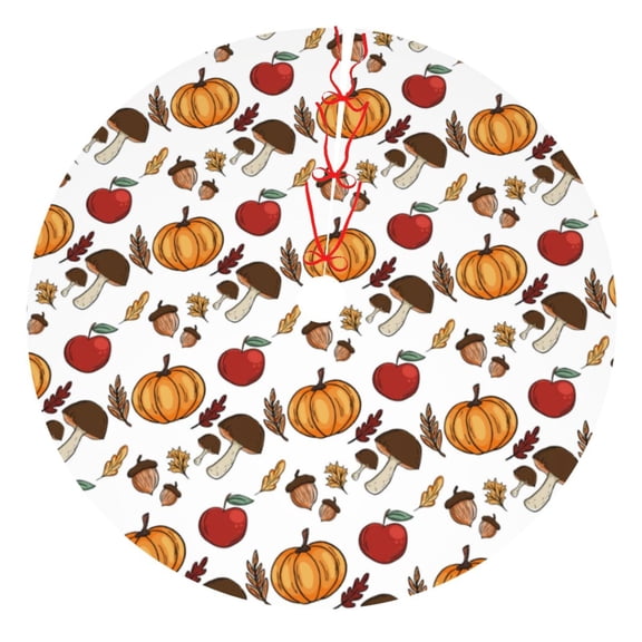Rateoe Maple leaf nut Mushroom Print Christmas Tree Skirt 48" for Xmas Holiday New Year Party Circle Tree Mat Ornaments Decoration