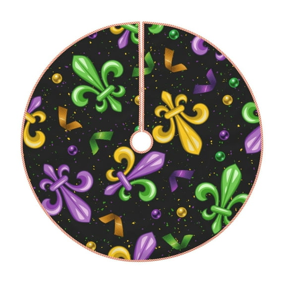 Rateoe Mardi Gras Carnival4 Pattern Christmas Tree Skirt with Ties , Christmas Tree Decorations, Farmhouse Christmas Decor Xmas Holiday Decorations-36"