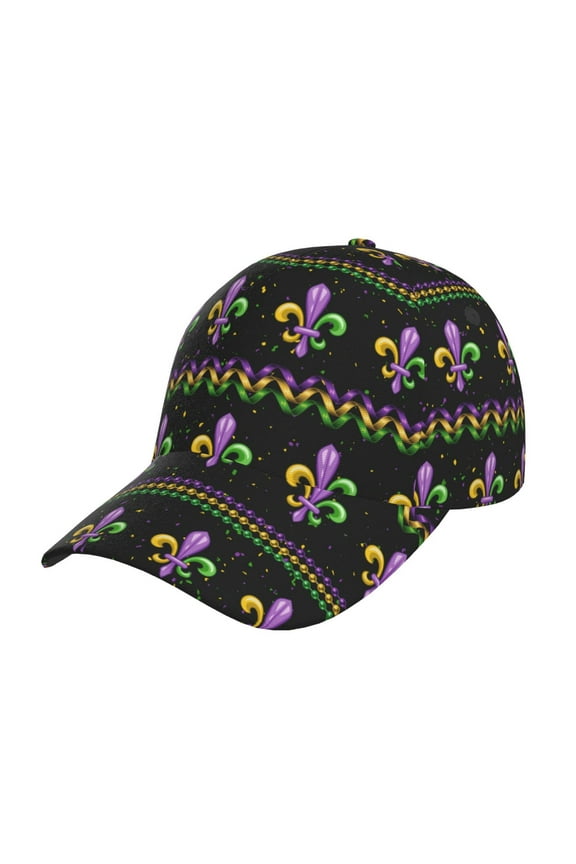 Mardi Gras Fleur de Lis Pattern Baseball Cap Outdoor Cap Mountain Dad Hat - Unstructured Soft Cotton Cap-Adjustable UV Protection Cap