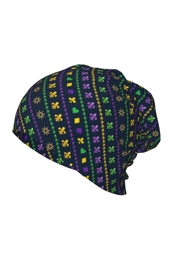 Mardi Gras Strings of Beads Kids Beanie Warm Knit Beanie Hats Boys Girls Winter Hat Soft Slouchy Hats for Kids