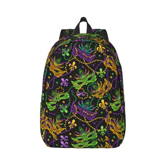 Rateoe Mardi Gras Surface Pattern Canvas College Laptop Backpack,Travel Daypack,Durable Rucksack Travel Notebook Bag School Backpack Book Bag for Men Women-Small