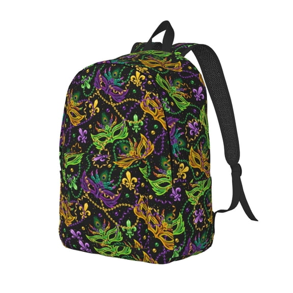 Rateoe Mardi Gras Surface Pattern Durable Canvas Backpack for Men & Women – Stylish & Lightweight – Adjustable Straps, Multiple Pockets – Fits 15-17 Inch LaptopsMedium