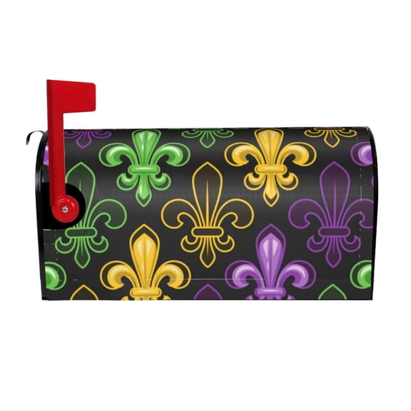 Rateoe Mardi Gras1 Printed Mailbox Covers - Easy to Install Fall, Winter, Spring, Summer Mailbox Cover - Weather and UV-Resistant Mailbox Decor - Mailbox Magnetic Covers-