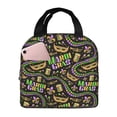 thumbnail image 1 of Rateoe Mardi Gras3 Pattern Insulated Lunch Bag with Thick Aluminum Foil Lunch Tote Bag with Front Pocket for Men and Women, Ideal for Work, School, Picnics, and Travel, 1 of 5