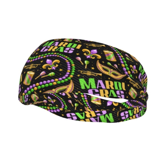 Rateoe Mardi Gras3 Pattern Sports Headbands ,Moisture Wicking Workout Headband, Sweatband Headbands for Running,Cycling,Yoga,Hairband for Women and Men