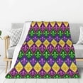 thumbnail image 1 of Rateoe Mardi Gras4 Pattern Flannel Throw Blanket, Ultra-soft Blanket for Bed, Couch, Car, Hypoallergenic Anti-pilling blanket-80"x60"(Vertical), 1 of 6