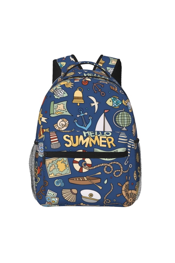 Marine Nautical Pattern Casual Backpack for School, Work, Travel  Adjustable Straps, Multiple Compartments  Ergonomic Design, Fits Laptops and Tablets