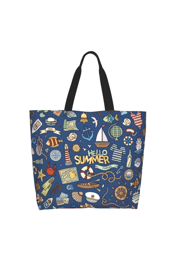 Marine Nautical Tote Bag - Waterproof Lightweight Handbags Travel Shoulder Bag for Hiking Yoga Gym Swimming Travel Beach
