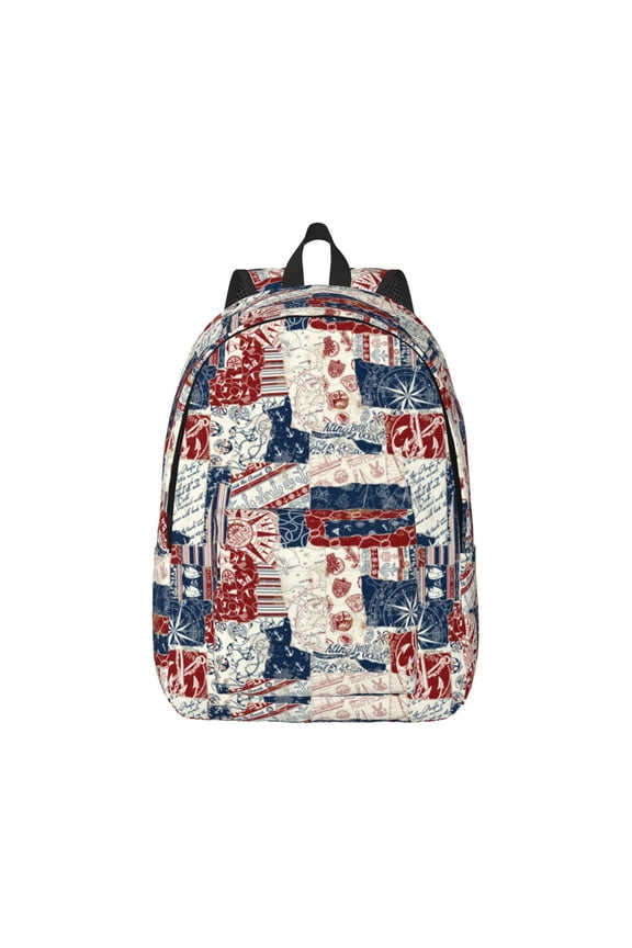 Marine Sailing Pattern Canvas College Laptop Backpack,Travel Daypack,Durable Rucksack Travel Notebook Bag School Backpack Book Bag for Men Women-Medium