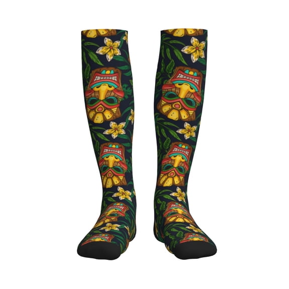 Rateoe Mask Tropical Flower Compression Socks for Women and Men 20-30mmHg-Circulation Support Socks Knee High Nurse Pregnant Running Medical and Travel Athletic