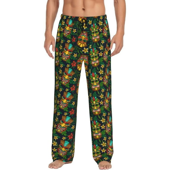 Rateoe Mask Tropical Flower Pattern Men’s Ultra-Soft Comfy Pajama Lounge Pants Sleepwear,Comfortable Lounge Wear,lightweight Pajamas, Casual Home Wear-Medium