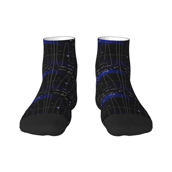 Rateoe Mathematica Science Pattern Quarter Crew Socks,Toe Seamed Ankle Socks,Cotton Cushioned Breathable Athletic Crew Sports Socks