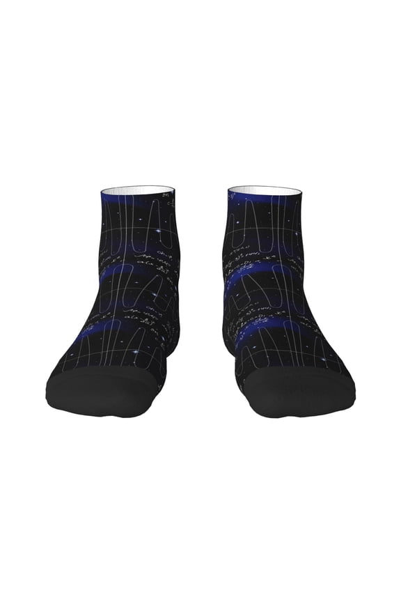 Mathematica Science Pattern Quarter Crew Socks,Toe Seamed Ankle Socks,Cotton Cushioned Breathable Athletic Crew Sports Socks