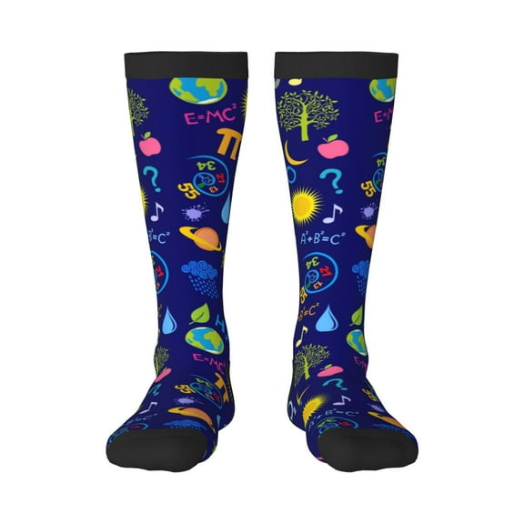 Rateoe Mathematics And Chemistry Pattern Women’s Knee High Crew Socks,Trouser Socks Comfortable, Breathable, Moisture-Wicking and Soft