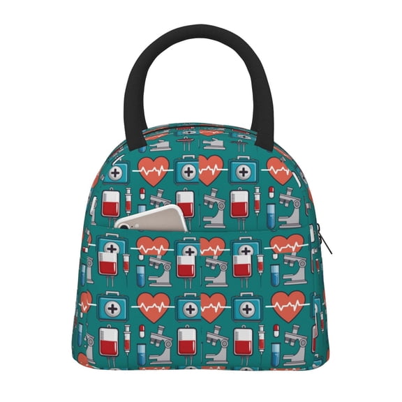 Rateoe Medical Elements Pattern Lunch Bag Women, Lunch Box, Lunch Bag, Small Leakproof Lunch Tote Large Capacity Reusable Insulated Cooler Lunch Container