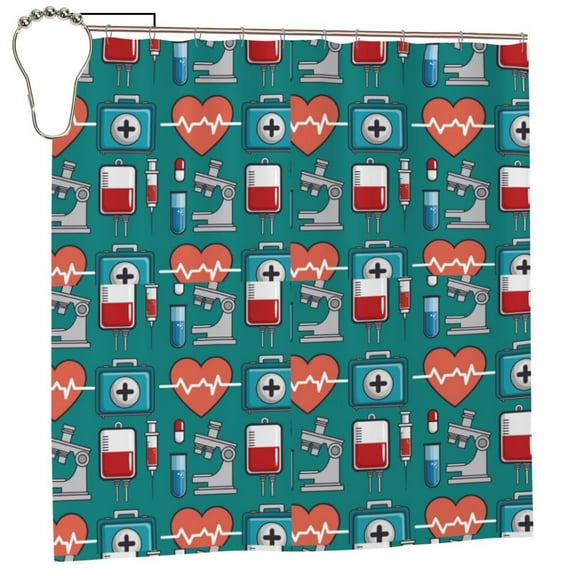 Rateoe Medical Elements Shower Curtain - Fancy Bathroom Shower Curtain Sets - Waterproof Shower Curtain with Hooks with 12 Plastic Hooks 72x72 Inches