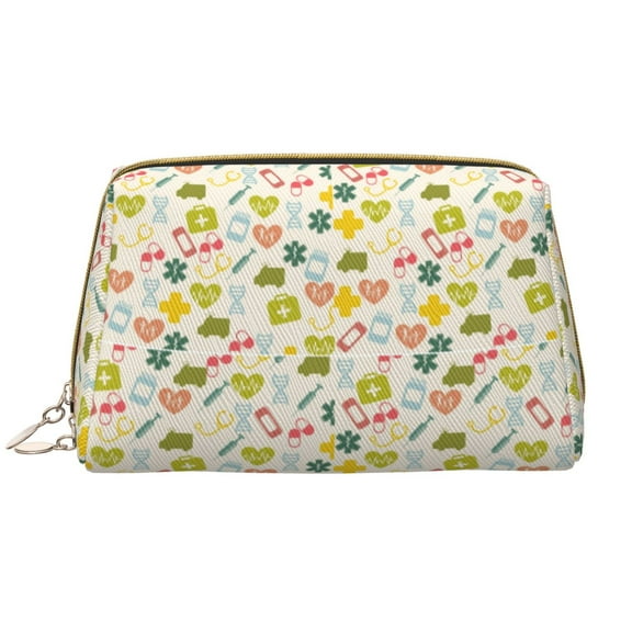 Rateoe Medical Icons for Travel Makeup Bag,Large Capacity Cosmetic Bags for Women,Waterproof Portable Pouch Open Flat Toiletry Bag Make up Organizer