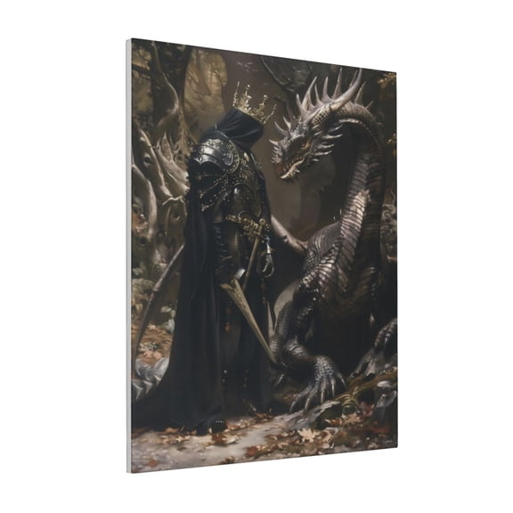 Rateoe Medieval Knight And Dragon Pattern Decorative Picture – Unique Modern Wall Art, Ready-to-Hang Canvas Print for Home (Vertical)