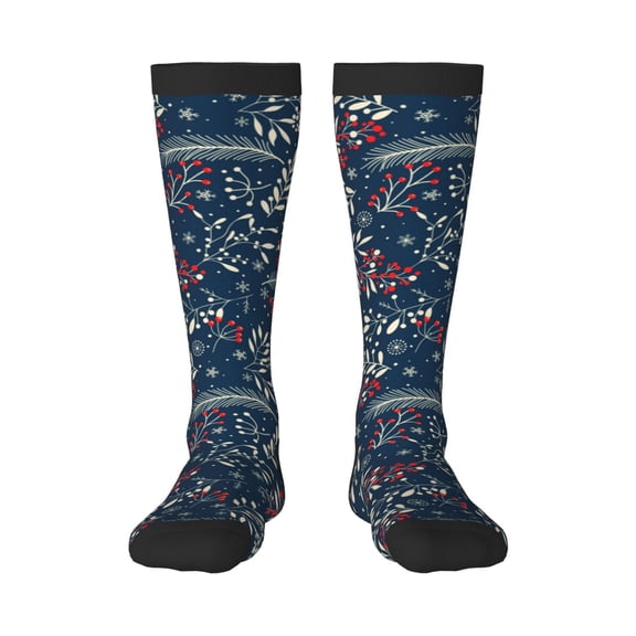 Rateoe Merry Christmas Pattern Women’s Knee High Crew Socks,Trouser Socks Comfortable, Breathable, Moisture-Wicking and Soft