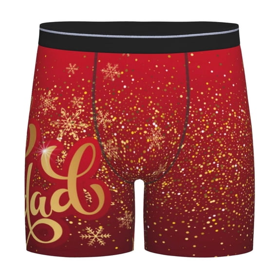 Rateoe Merry Christmas Print Men’s Underwear Boxer Briefs Soft Comfortable Underwear Boxer Briefs, Long Leg Briefs,Anti-chafing Boxer Briefs