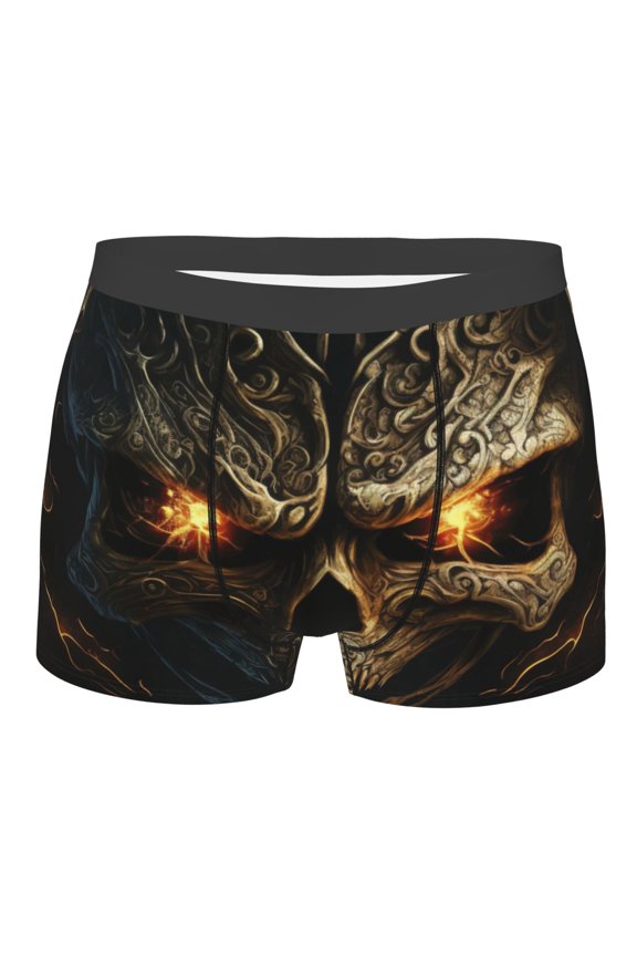 Metal Evil Skull Mens Boxer Briefs Poly Spandex Performance Boxer Briefs Underwear Hem Boxer Briefs - X-Large