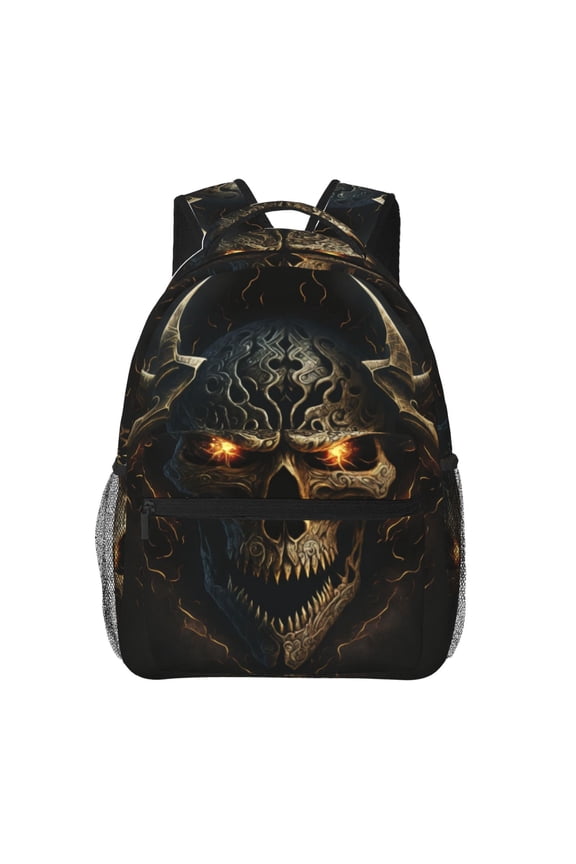 Metal Evil Skull Pattern Casual Backpack for School, Work, Travel  Adjustable Straps, Multiple Compartments  Ergonomic Design, Fits Laptops and Tablets