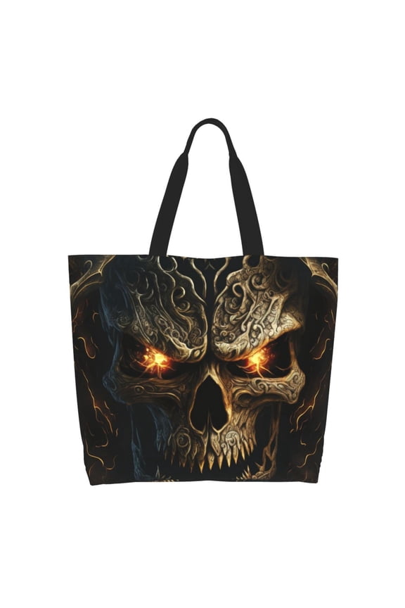 Metal Evil Skull Tote Bag - Waterproof Lightweight Handbags Travel Shoulder Bag for Hiking Yoga Gym Swimming Travel Beach