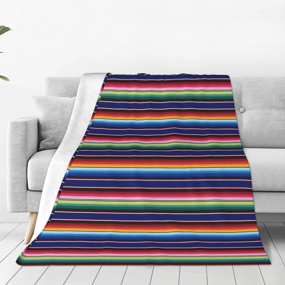 Rateoe Mexican Blanket stripes Print Fuzzy Fleece Throw Blanket Extra Large,Super Soft,Fluffy and Warm Blankets for Couch,Bed,All Season Use-40"x30"