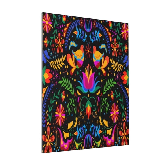 Rateoe Mexican Flower Traditional1 Pattern Decorative Picture – Unique Modern Wall Art, Ready-to-Hang Canvas Print for Home (Vertical)