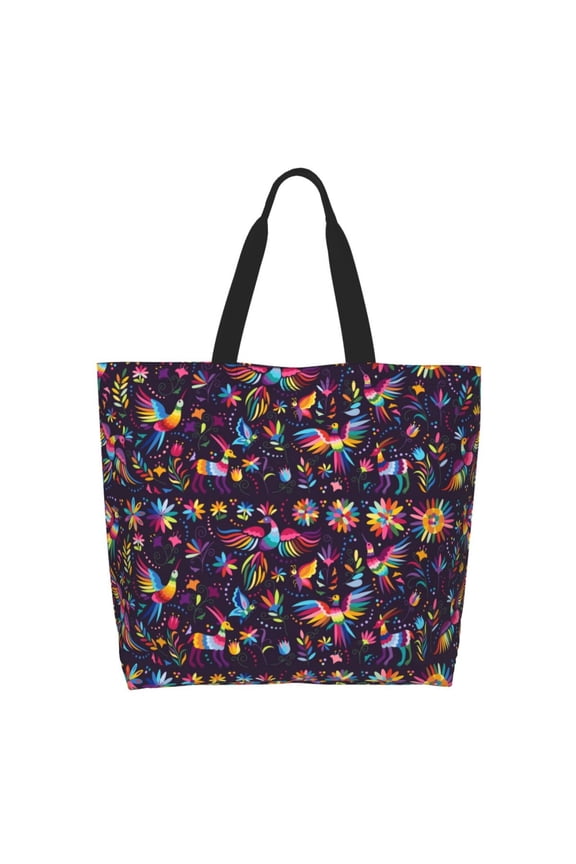 Mexican Flowers Birds Tote Bag - Waterproof Lightweight Handbags Travel Shoulder Bag for Hiking Yoga Gym Swimming Travel Beach