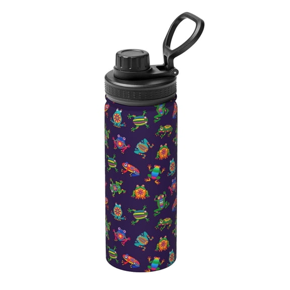 Rateoe Mexican Frogs Printed 18oz Sports Insulated Water Bottle, Double-Wall Stainless Steel Kettle with Leak-Proof Cap and Carry Loop, BPA-Free for Outdoor, Gym, Camping, and Travel