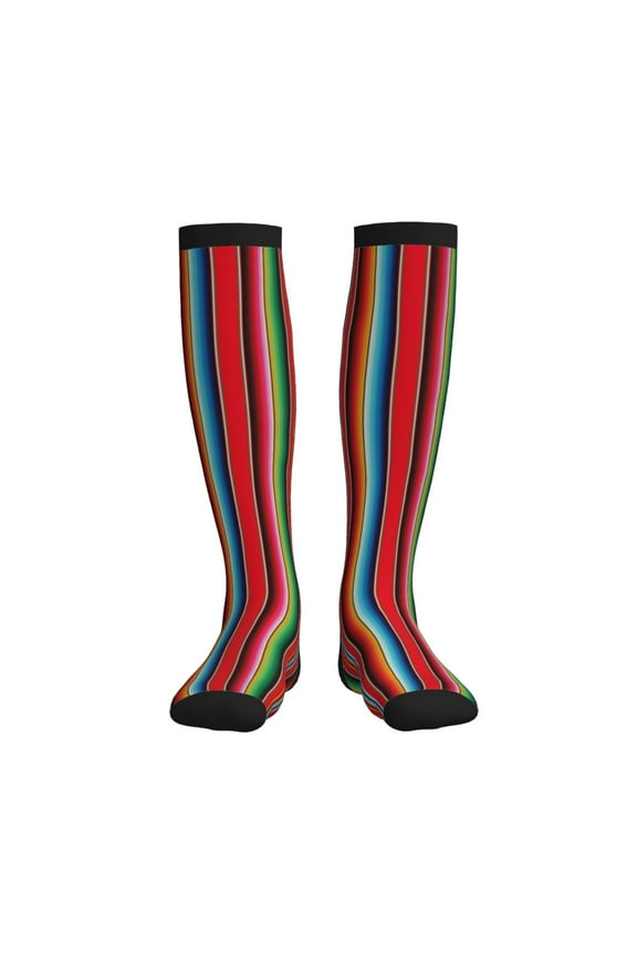 Mexican Serape Blanket Stripes Compression Socks for Women and Men 20-30mmHg-Circulation Support Socks Knee High Nurse Pregnant Running Medical and Travel Athletic