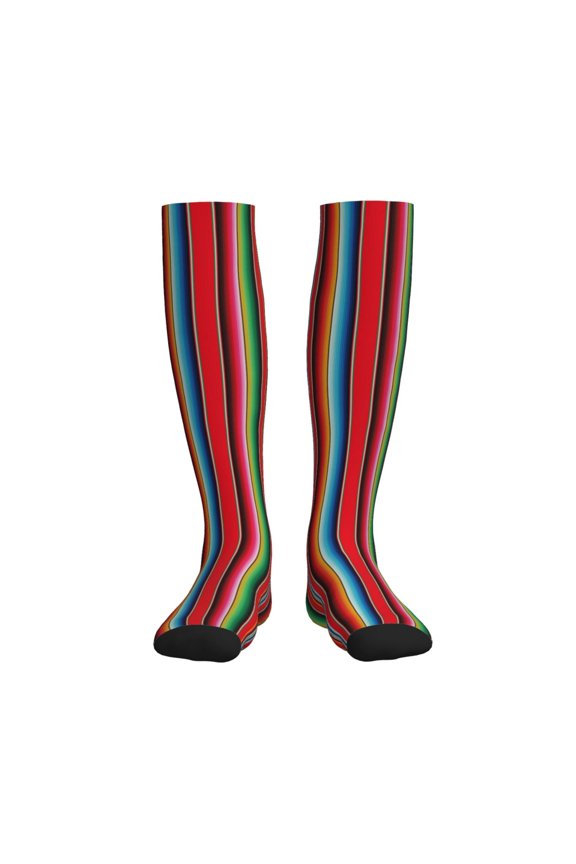 Mexican Serape Blanket Stripes Compression Socks for Women and Men 20-30mmHg-Circulation Support Socks Knee High Nurse Pregnant Running Medical and Travel Athletic