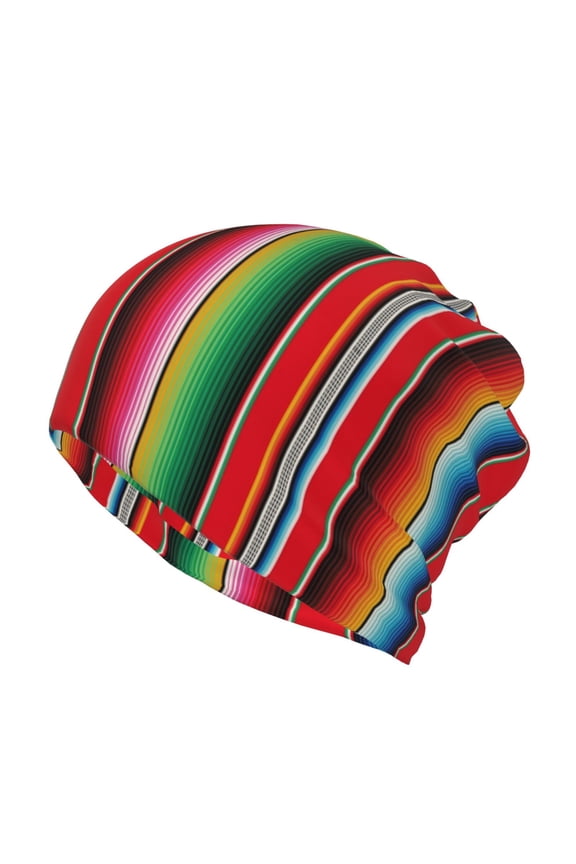 Mexican Serape Blanket Stripes Cotton Slouchy Beanie Hat for Men/Women,Lightweight Oversize Large Thin Skull Cap Night Sleeping Cap