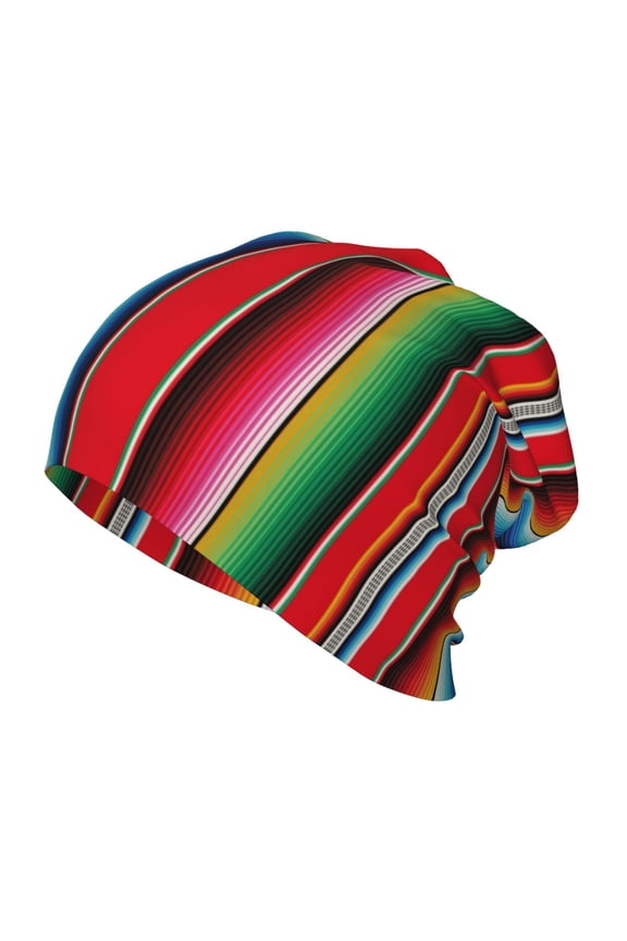 Mexican Serape Blanket Stripes Kids Beanie Warm Knit Beanie Hats Boys Girls Winter Hat Soft Slouchy Hats for Kids