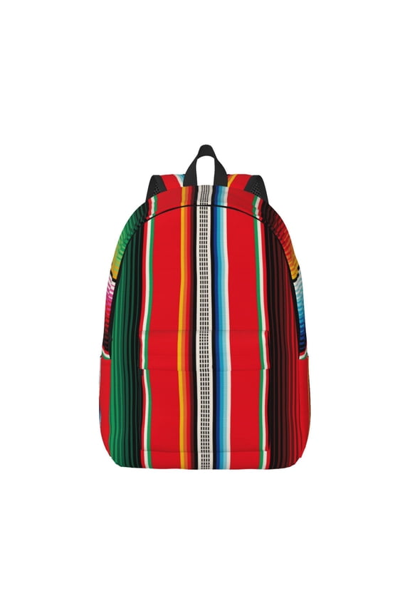 Mexican Serape Blanket Stripes Pattern Canvas College Laptop Backpack,Travel Daypack,Durable Rucksack Travel Notebook Bag School Backpack Book Bag for Men Women-Medium