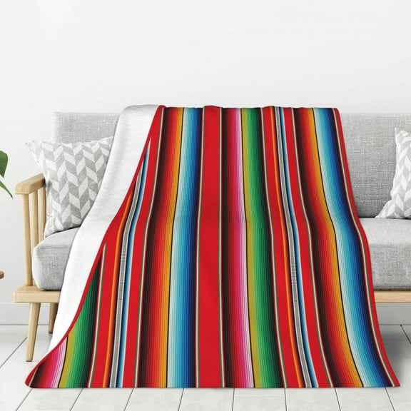 Rateoe Mexican Serape Blanket Stripes Pattern Flannel Throw Blanket, Ultra-soft Blanket for Bed, Couch, Car, Hypoallergenic Anti-pilling blanket-40"x30"(Vertical)