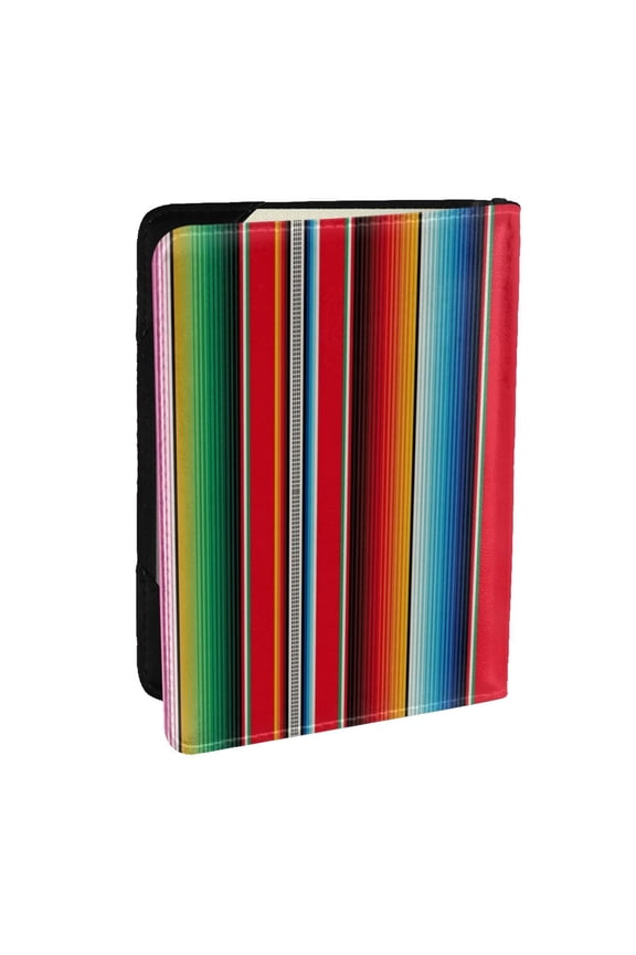 Mexican Serape Blanket Stripes Pattern Passport Holder Wallet Leather Mulit-purpose Travel Wallet Credit Cards Case ,Passport Cover for Women Men-6.5 in