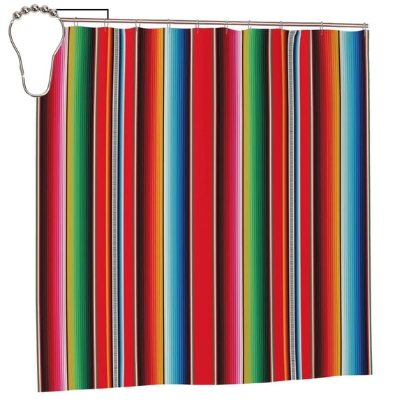 Rateoe Mexican Serape Blanket Stripes Shower Curtain - Fancy Bathroom Shower Curtain Sets - Waterproof Shower Curtain with Hooks with 12 Plastic Hooks 72x72 Inches