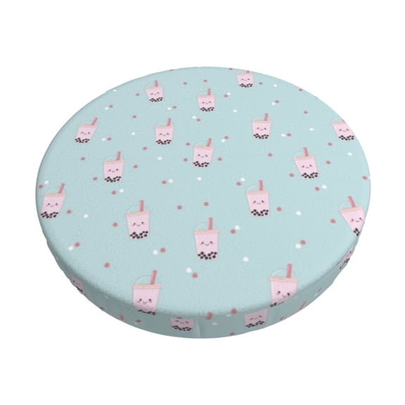 Rateoe Milk Tea Pattern Round Bar Stool Seat Covers,Washable Stool Cushion Slipcover Elastic Bar Chair Covers for 12-14 Inch Chair -13 inch