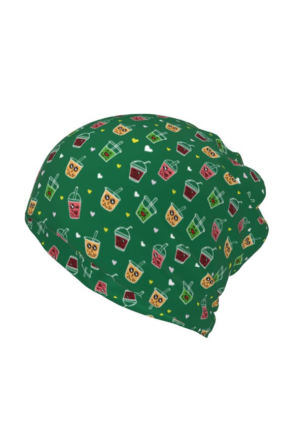 Milk Tea3 Cotton Slouchy Beanie Hat for Men/Women,Lightweight Oversize Large Thin Skull Cap Night Sleeping Cap